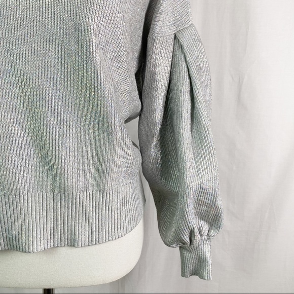 BCBGMaxazria Womens Silver Holographic Sweater XS - Picture 6 of 10